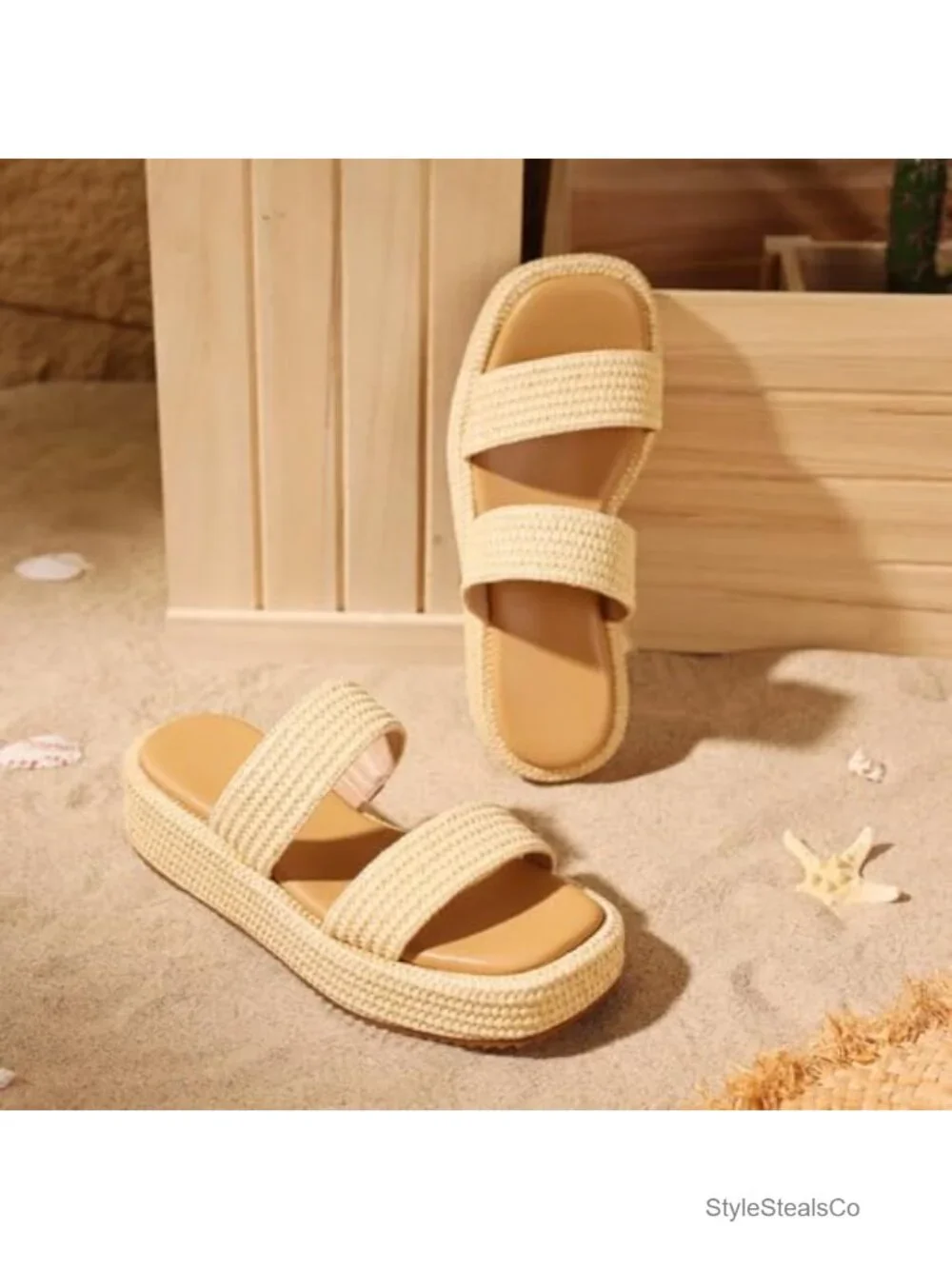 Wedge Espadrilles Platform Sandals Slip On Summer Beach Raffia Vacation Cute